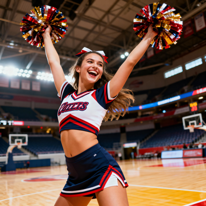 Energetic Cheerleader Photo in Action Energetic Cheerleader Photo in Action