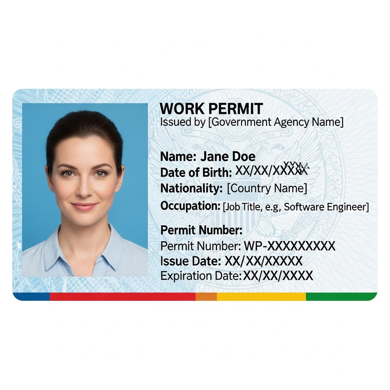 Jane Doe Work Permit Card | Identity Proof Jane Doe Work Permit Card | Identity Proof