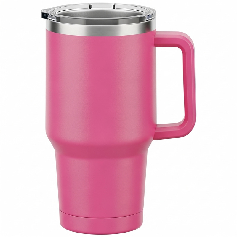 Elegant Pink Tumbler Cup with Ergonomic Handle Elegant Pink Tumbler Cup with Ergonomic Handle