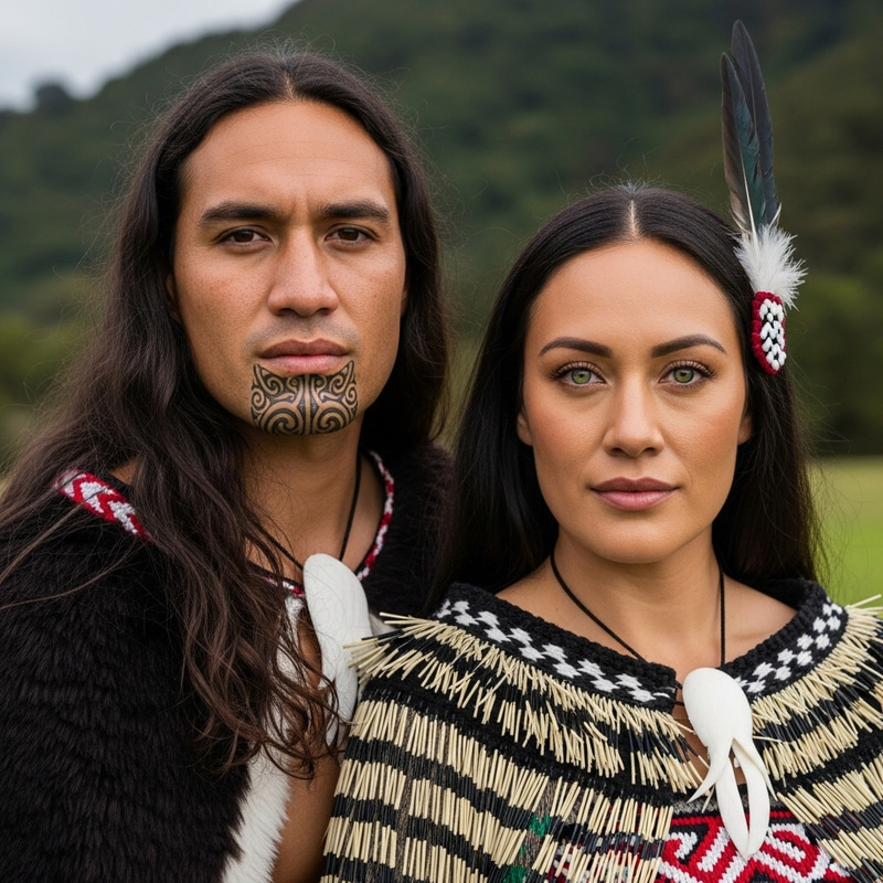 Captivating Maori Culture Portrait in Green Landscape