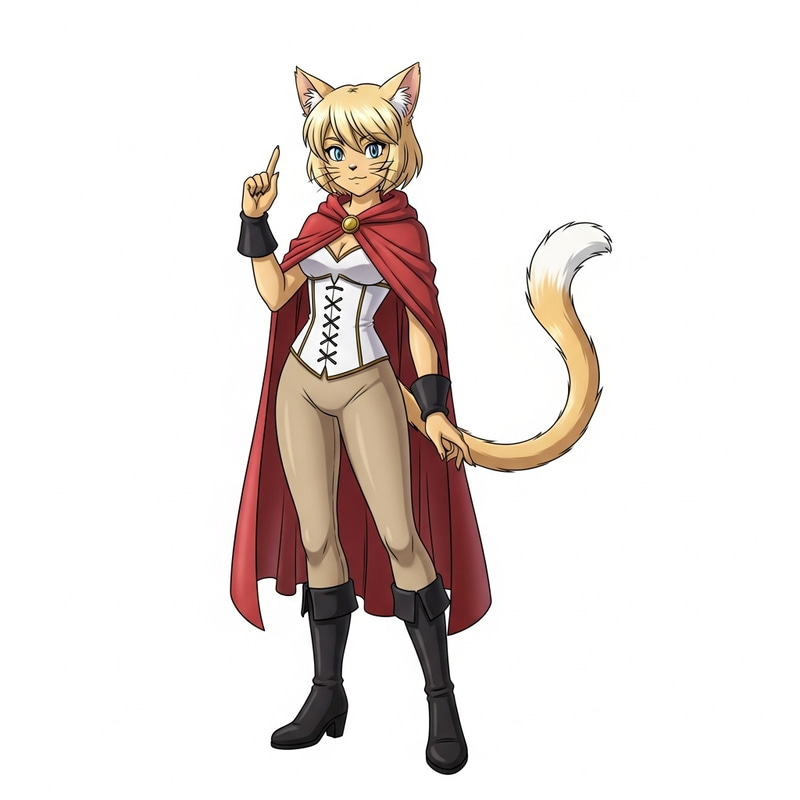 Energetic Cat-Girl Character in Classic Anime Style Energetic Cat-Girl Character in Classic Anime Style