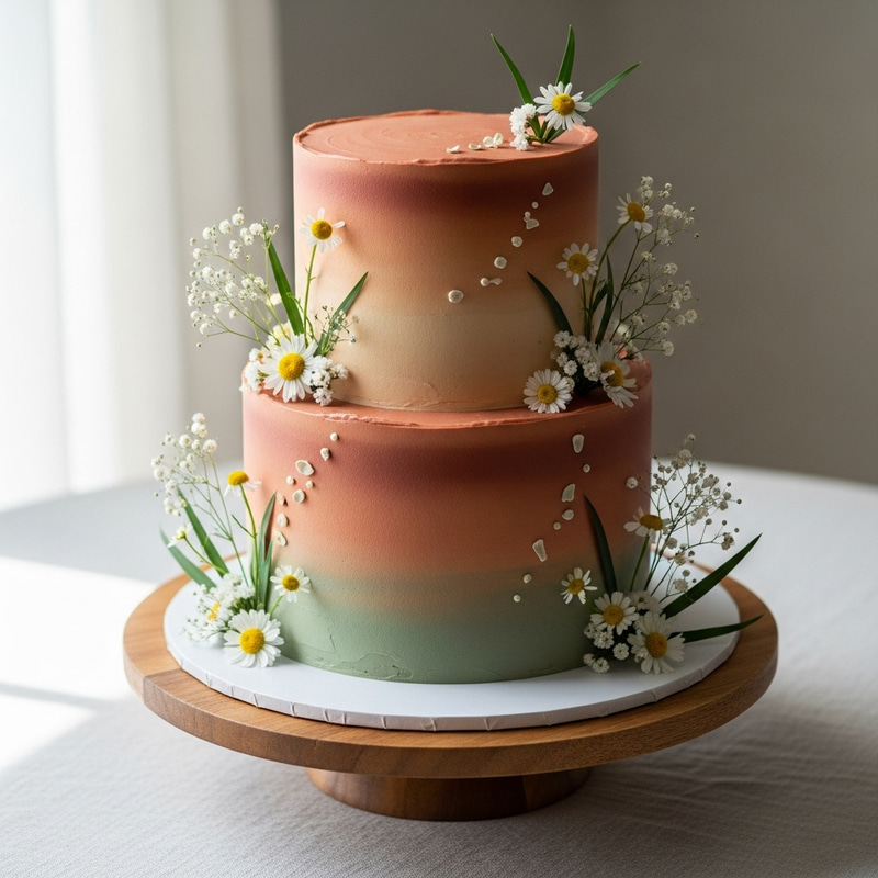 Elegant 2 Tier Birthday Cake in Earthy Tones