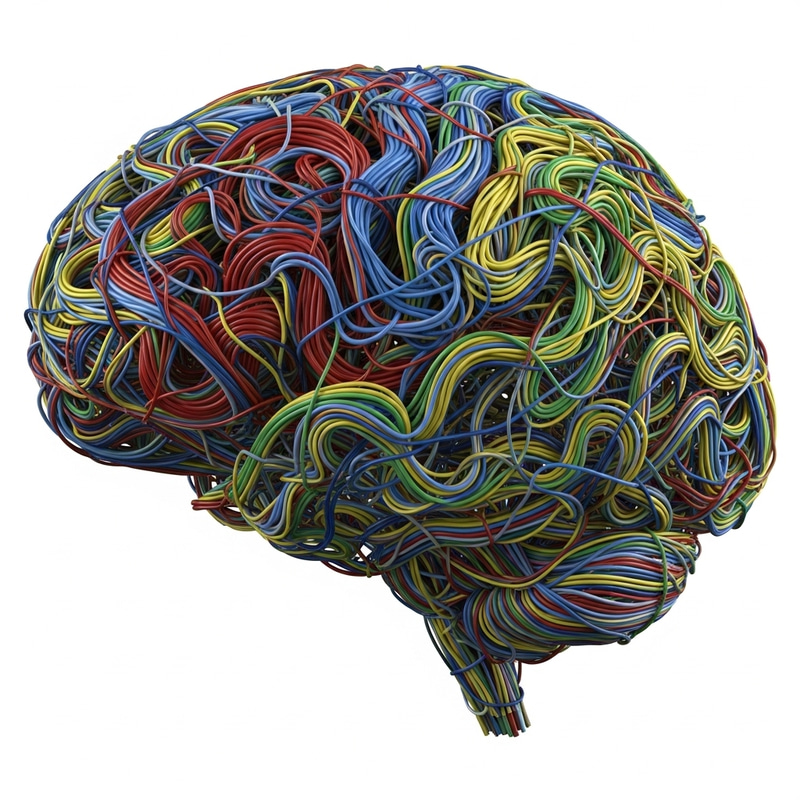 Dense & Colourful Cable Brain Model | Human Brain Wiring Concept