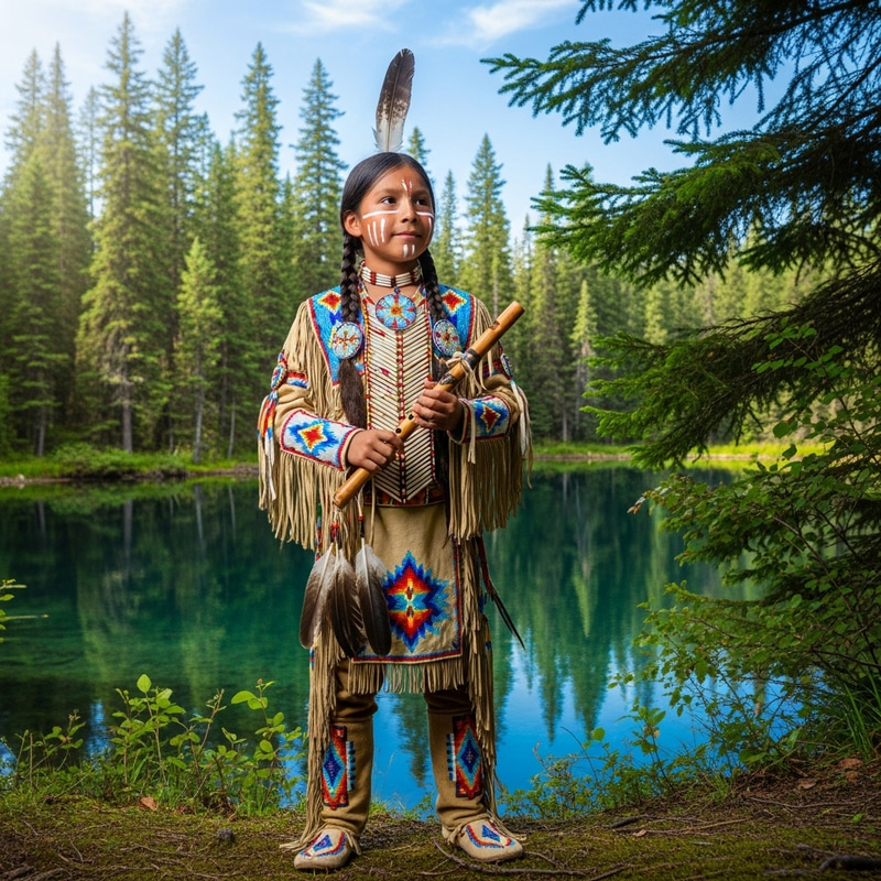 Native American Boy in Traditional Attire Native American Boy in Traditional Attire