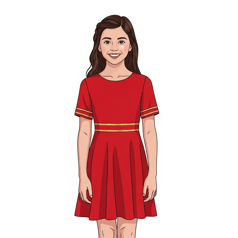 Red and Gold Short Dress for 12-Year-Old Girl Red and Gold Short Dress for 12-Year-Old Girl