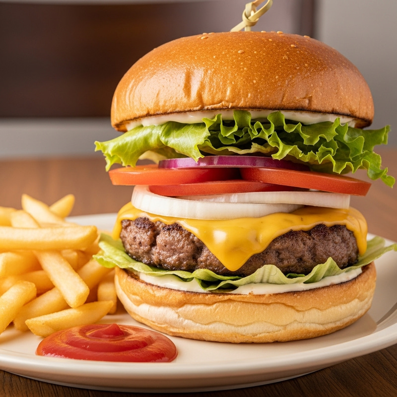 Big Juicy Burger with Succulent Patty and Melted Cheese Big Juicy Burger with Succulent Patty and Melted Cheese