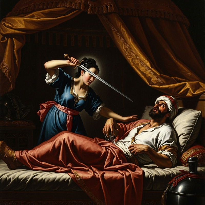 Judith and Holofernes: Dramatic Chiaroscuro Artwork Judith and Holofernes: Dramatic Chiaroscuro Artwork