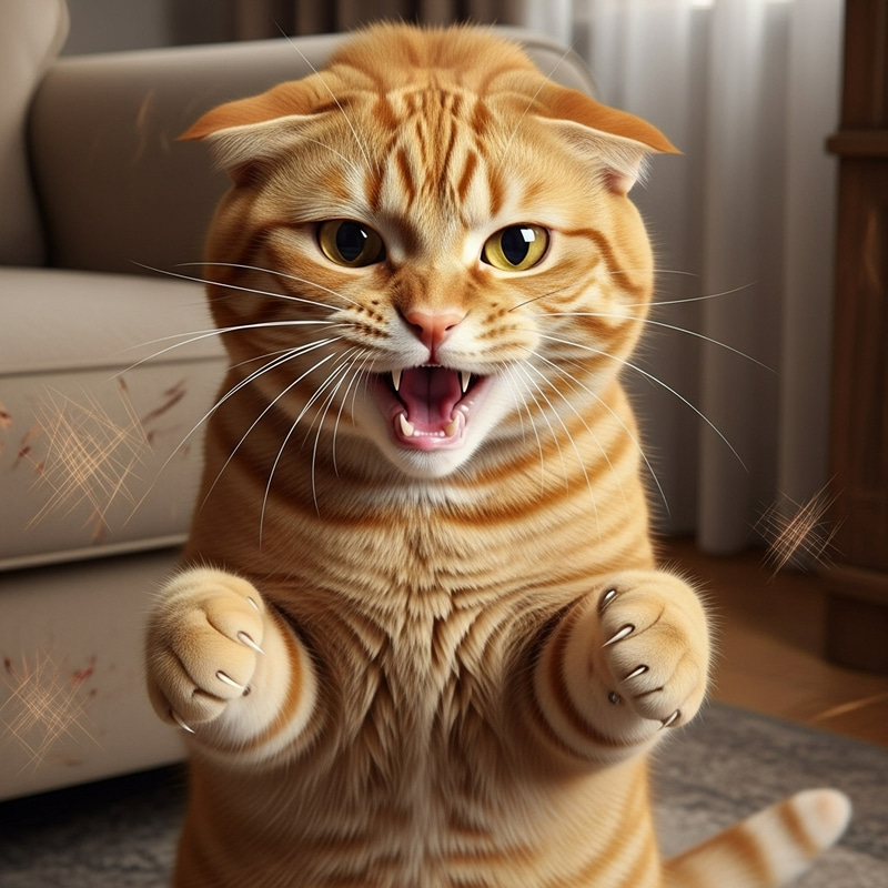 Angry Orange Cat in Domestic Setting Angry Orange Cat in Domestic Setting