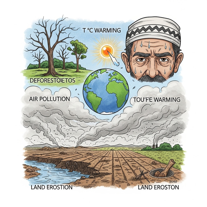 Climate Change Effects in Pakistan - Detailed Illustration