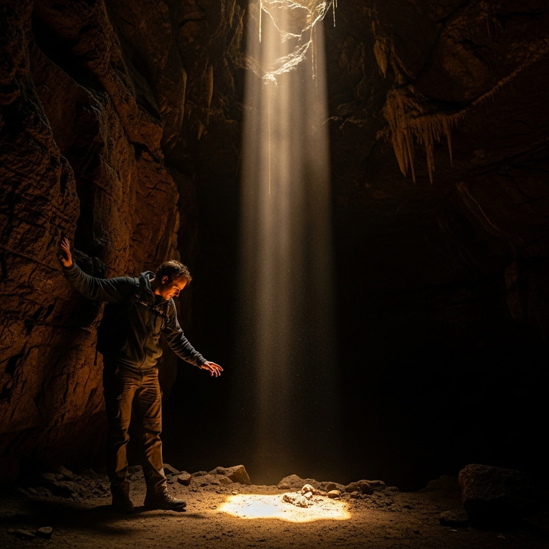 Lone Individual Grappling with Shadows & Discovering Light