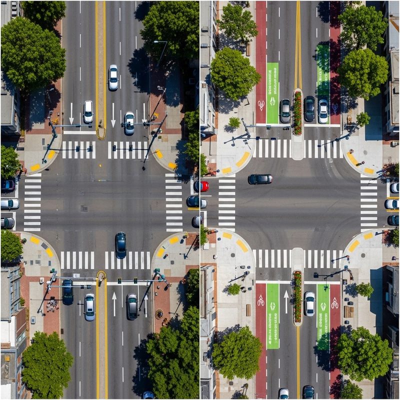 Intersection with and without Sidewalk Prioritization Intersection with and without Sidewalk Prioritization