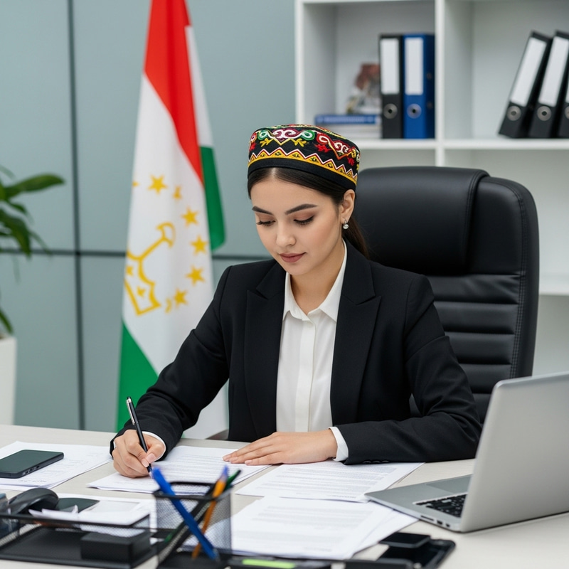 Tajik Girl in Corporate Workplace Environment