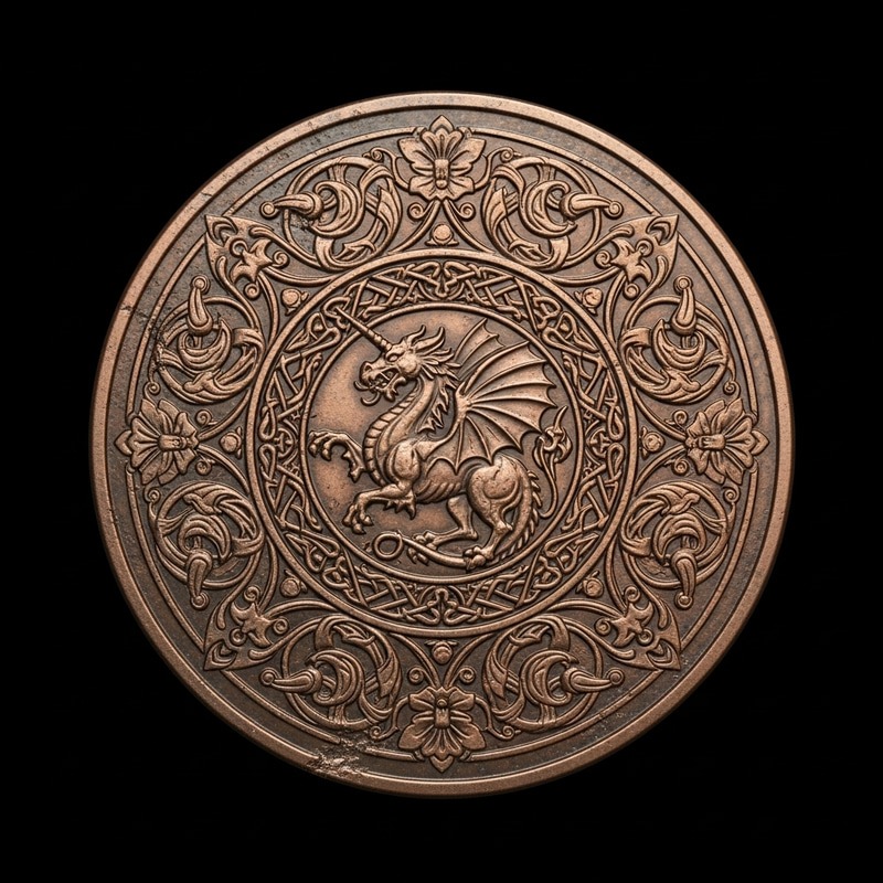 Medieval Fantasy Cooper Coin - Unique Design