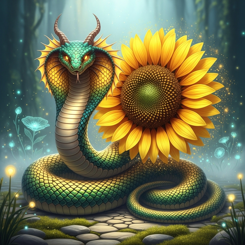 Snake Dragon Sunflower Hybrid - Mythical Fusion