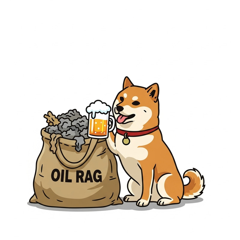 Shiba Inu and Oil Rag Bag Drinking Beer Together Shiba Inu and Oil Rag Bag Drinking Beer Together