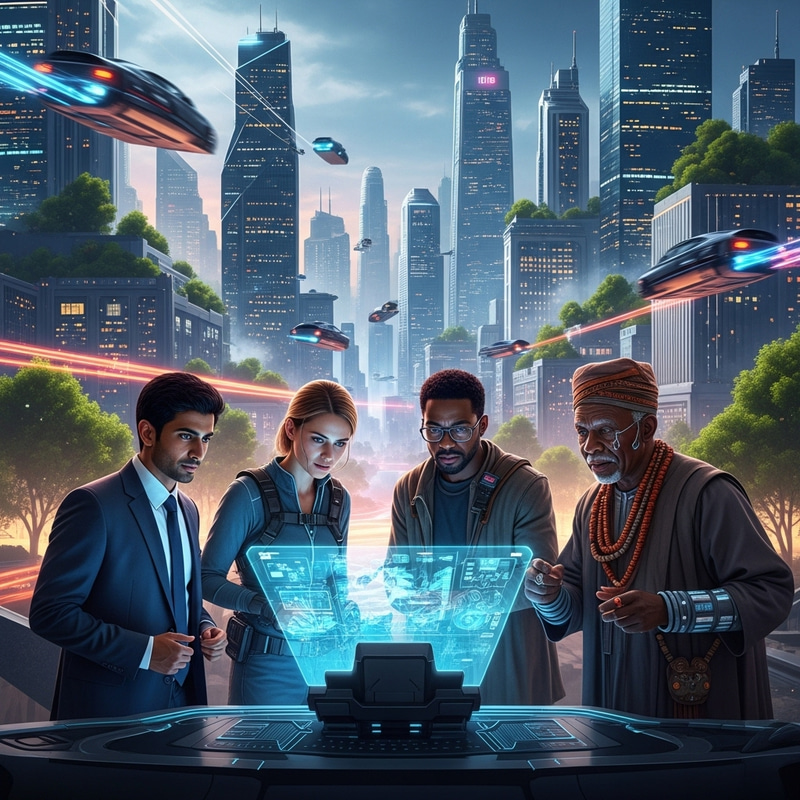 Futuristic City 3000: Diverse Cultural Harmony & Advanced Technology Futuristic City 3000: Diverse Cultural Harmony & Advanced Technology