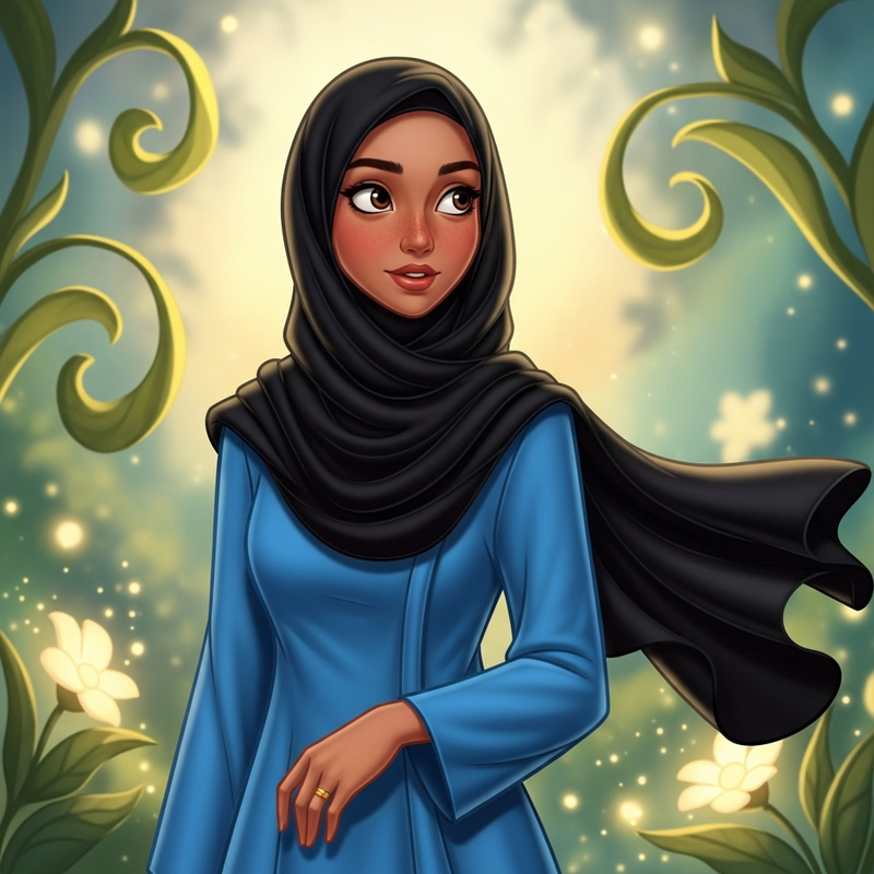 Malay Student in Blue Baju Kebaya and Black Hijab Portrait Malay Student in Blue Baju Kebaya and Black Hijab Portrait