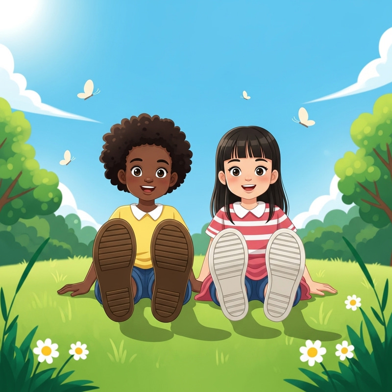 Colorful Girls Playing Outdoors on Sunny Day