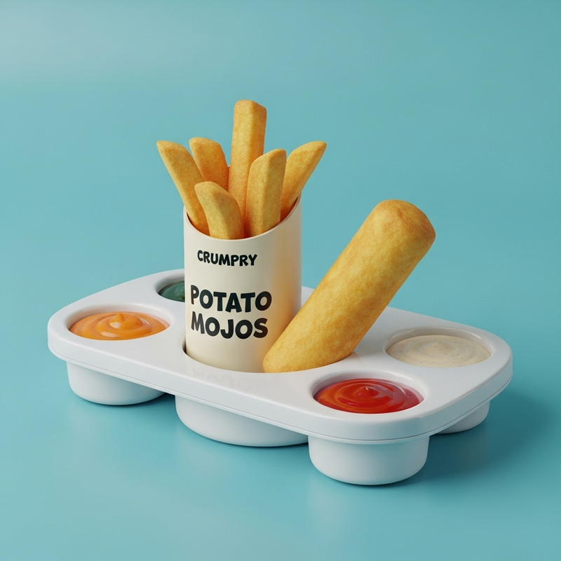 Delicious Potato Mojos Packaging with Sauce Holder Delicious Potato Mojos Packaging with Sauce Holder