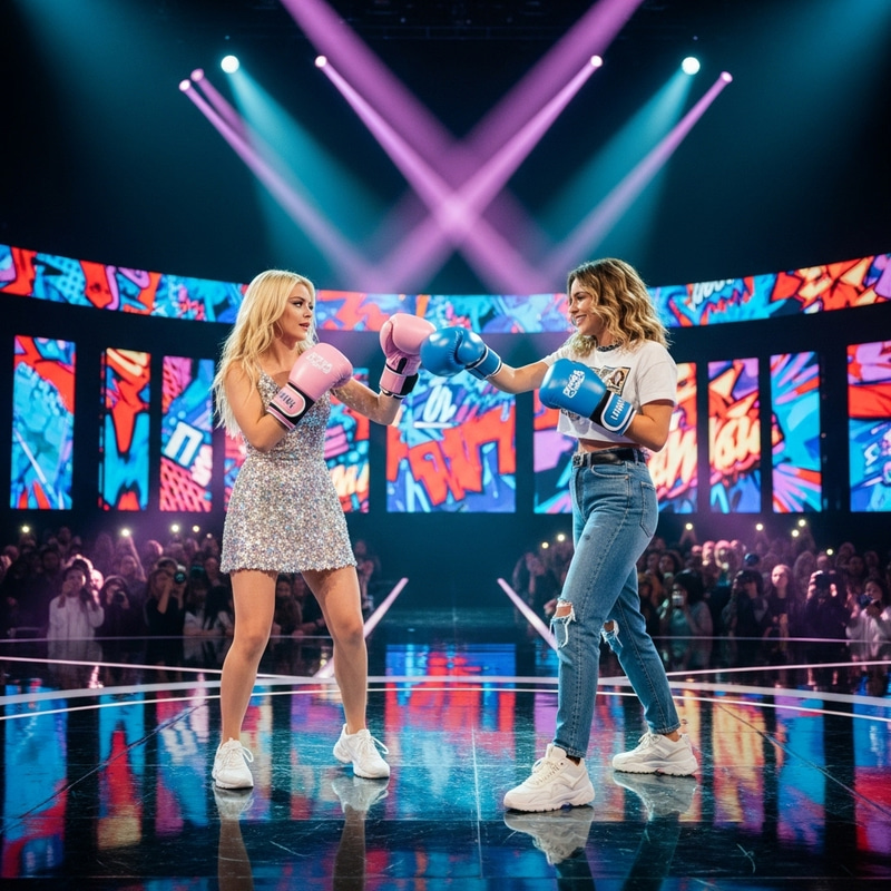 Taylor Swift Playfully Boxing with Taylor Swift