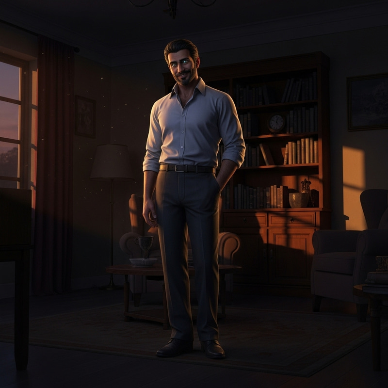 Hyperrealistic Middle-Eastern Man in Dusk Scene Hyperrealistic Middle-Eastern Man in Dusk Scene