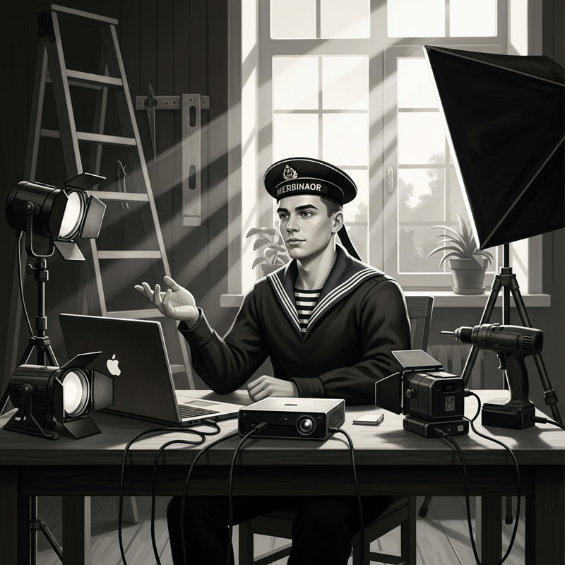 Vintage Sailor Webinar in Russian Uniform | Chiaroscuro Print Vintage Sailor Webinar in Russian Uniform | Chiaroscuro Print