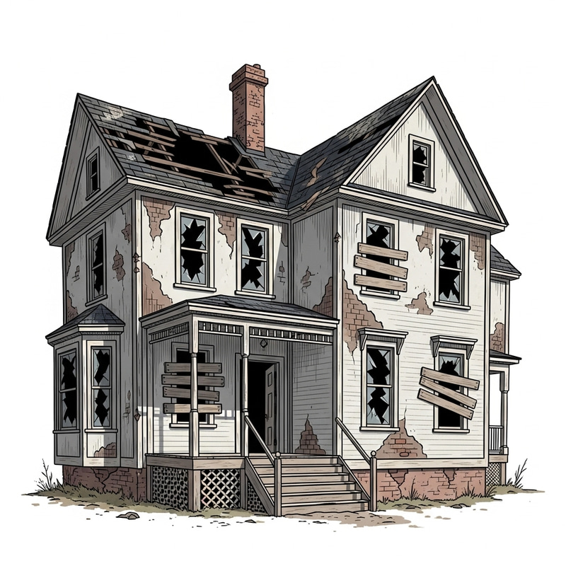 Haunting Image of an Abandoned, Deteriorating House Haunting Image of an Abandoned, Deteriorating House