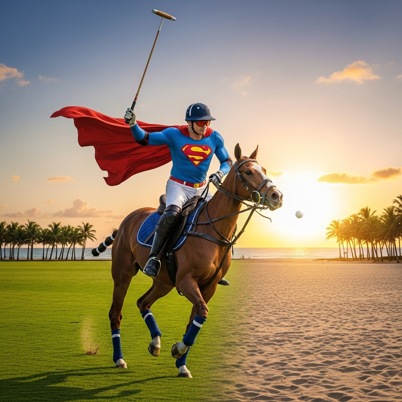 Superman Playing Polo by Idyllic Beach | Inspired Image Superman Playing Polo by Idyllic Beach | Inspired Image