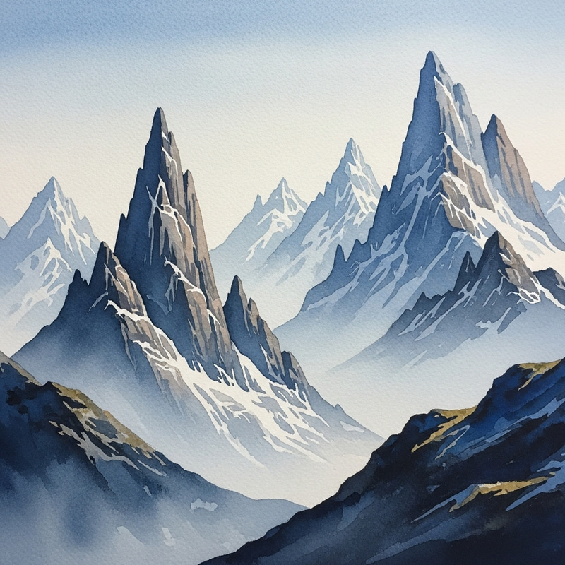 Majestic Mountains Watercolor | Stunning Natural Landscape Majestic Mountains Watercolor | Stunning Natural Landscape