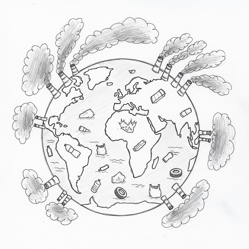 World Pollution Sketch for Environmental Degradation