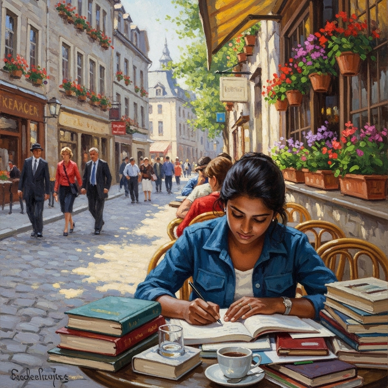 Studying Abroad Painting, Impressionistic Style Studying Abroad Painting, Impressionistic Style