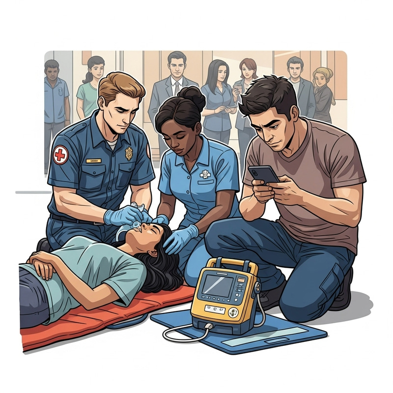 Urgent First Aid Scene in a Public Place Urgent First Aid Scene in a Public Place