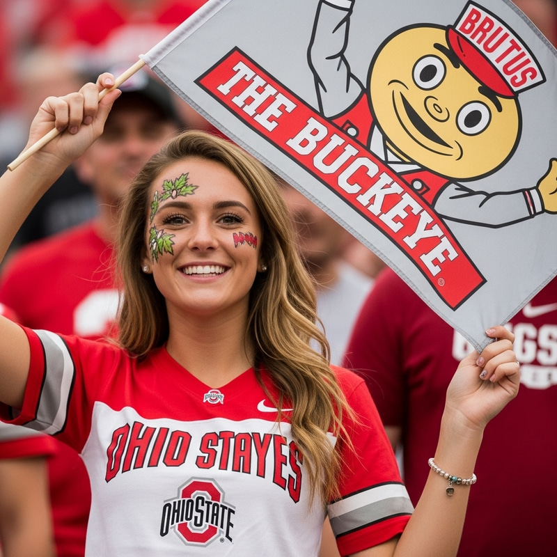 Ohio State Buckeyes Female Fan Cheerleader
