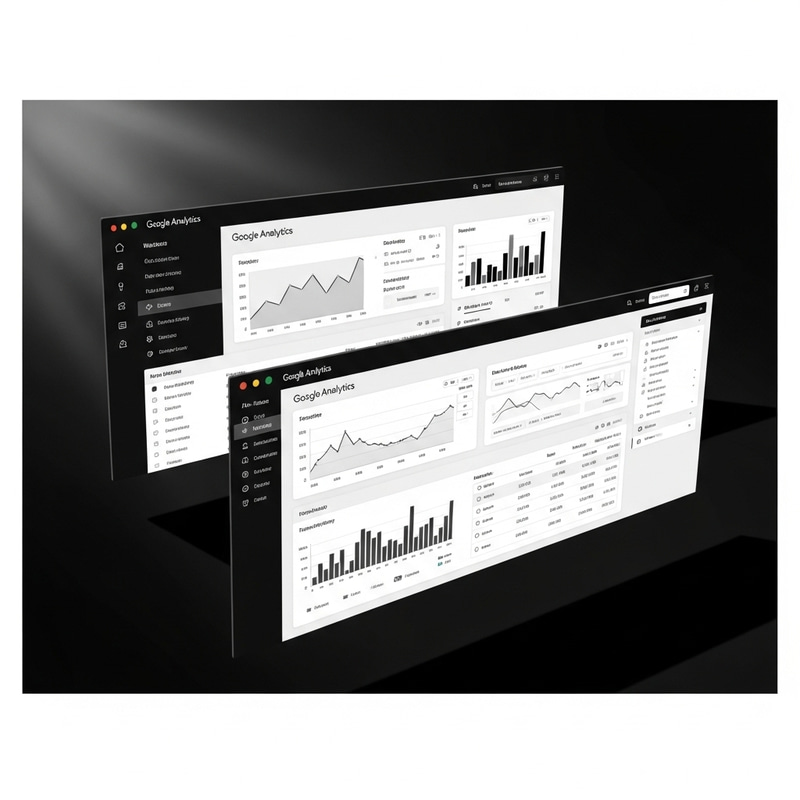 Vintage Black & White Poster with Google Analytics Interface