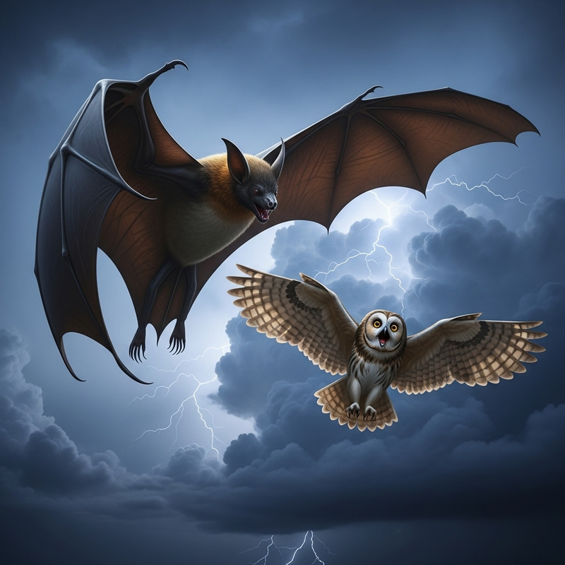 Giant Bat Attacks Owl: Nature's Fierce Duel Giant Bat Attacks Owl: Nature's Fierce Duel
