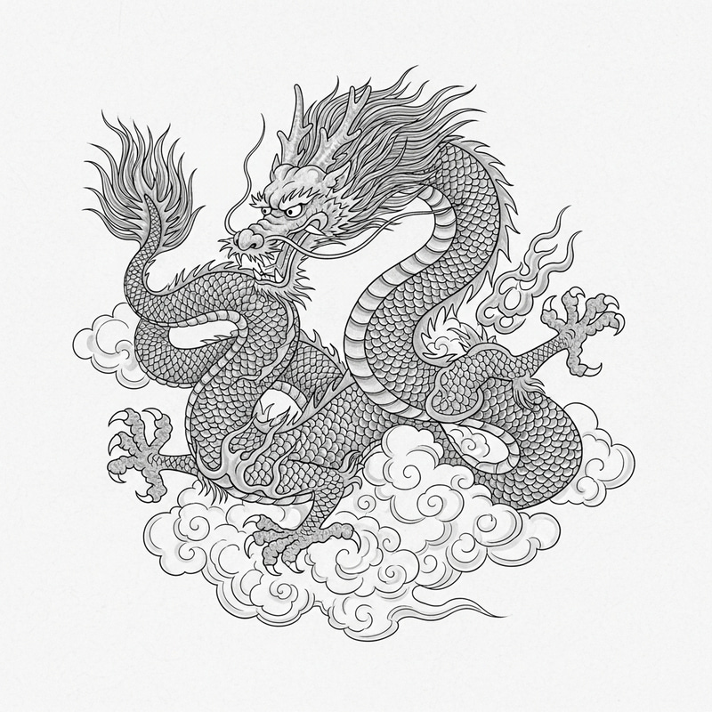 Dragon Ink Painting - Graceful Symbol of Power Dragon Ink Painting - Graceful Symbol of Power