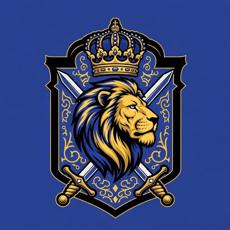 Custom Emblem Logo Design - Royal Blue & Gold