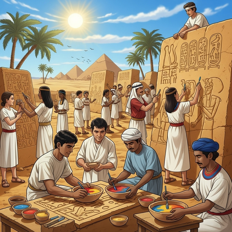 Ancient Egyptian Workers: Vibrant Craftsmanship
