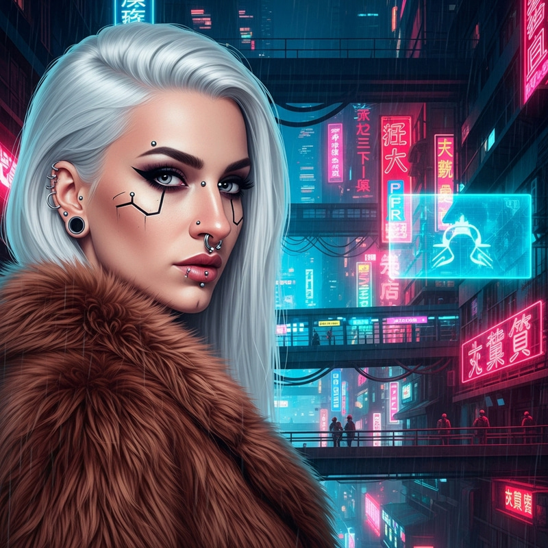 Stunning Cyberpunk Female Character with Unique Features Stunning Cyberpunk Female Character with Unique Features