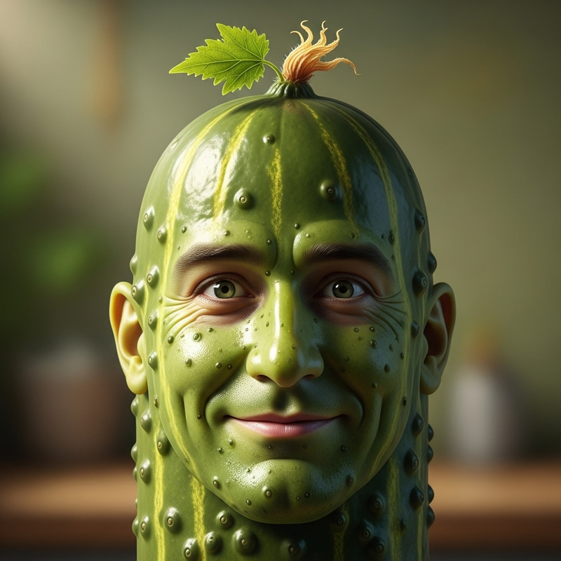 Surreal Man Pickle with Expressive Eyes
