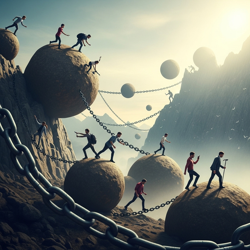 Overcoming Obstacles: Rising Above in Surreal Scene Overcoming Obstacles: Rising Above in Surreal Scene