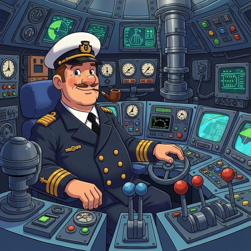 Cartoon Submarine Captain - Unique Character Design