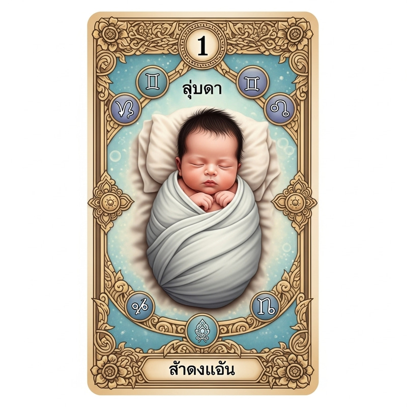 Delicate Newborn Infant Thai Zodiac Tarot Card