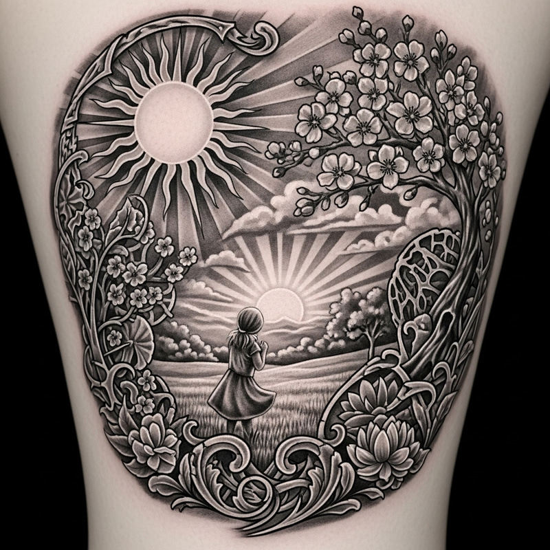 Realistic Black and White Happiness Symbol Tattoo Designs