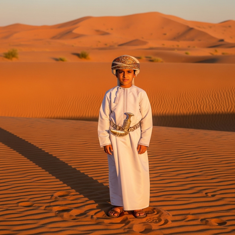 Omani Boy Wearing Turban: Traditional Omani Attire Omani Boy Wearing Turban: Traditional Omani Attire