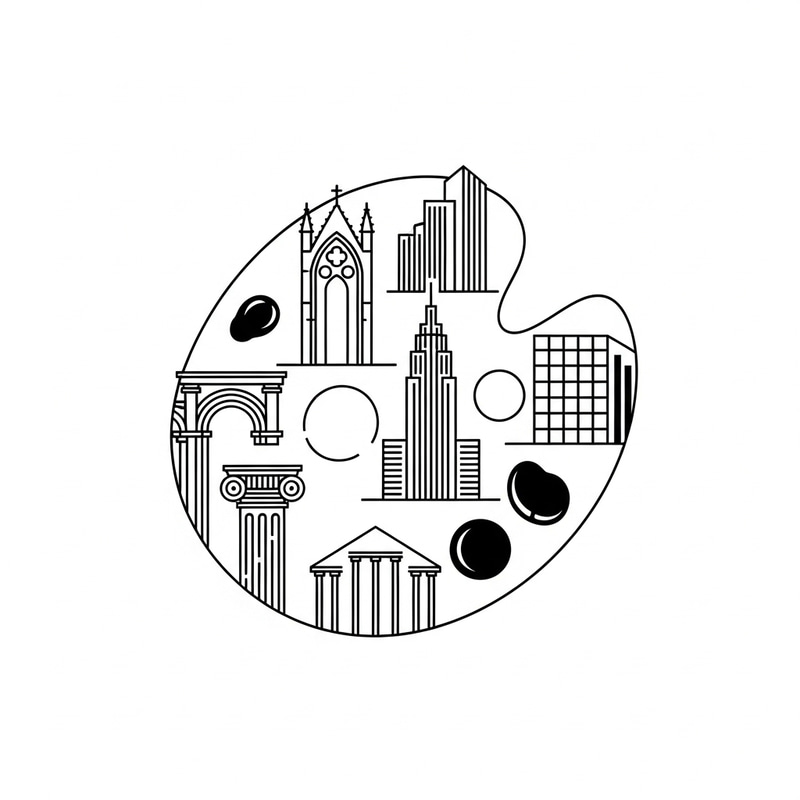 Architectural Palette Logo in Black and White Lines Architectural Palette Logo in Black and White Lines