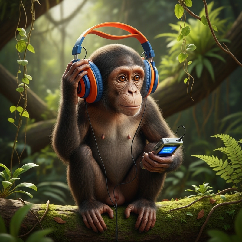 Monkey Enjoying Music - Fun Animal Moments