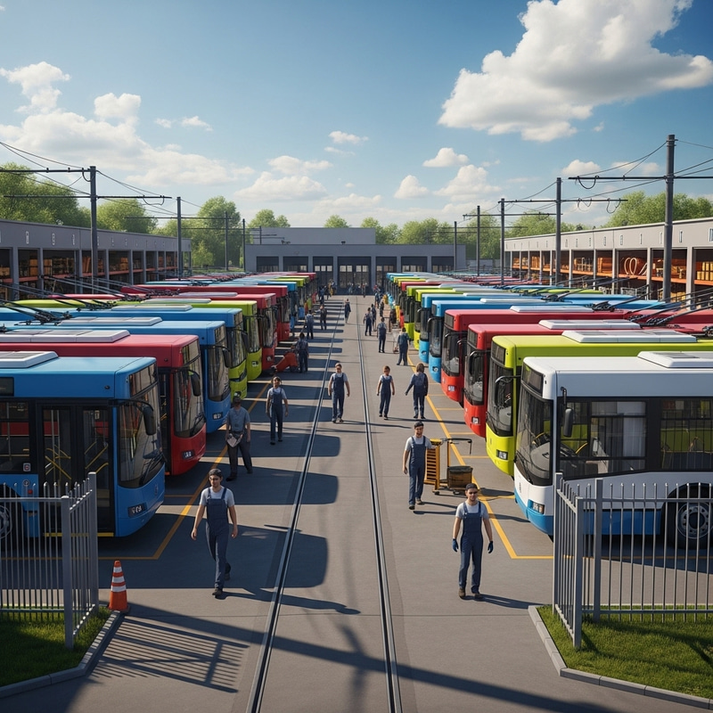 Urban Trolleybus Depot Activity | Dynamic & Functional