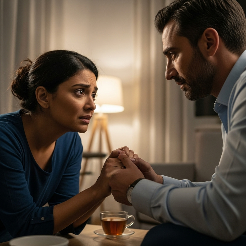 Intense Conversation: Heartfelt Plea and Soothing Gesture Intense Conversation: Heartfelt Plea and Soothing Gesture