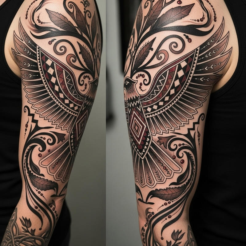 Tinguian Tribe Tattoo with Geometric and Nature Designs